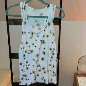 Maurice's Sunflower Print White Tank Top Size L